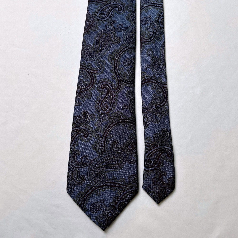 Jos. A. Bank Mens Reserve Paisley Silk Jacquard Necktie Long Blue Brown Office
